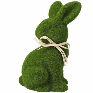 Hobby Lobby Green Grass Bunny Figurine with Raffia Bow